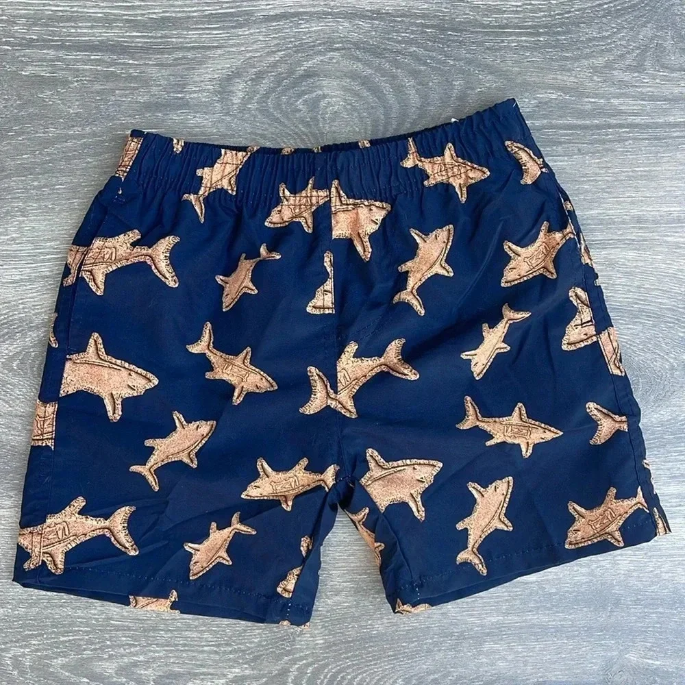 Uzzi Board Shorts, dark blue with sharks